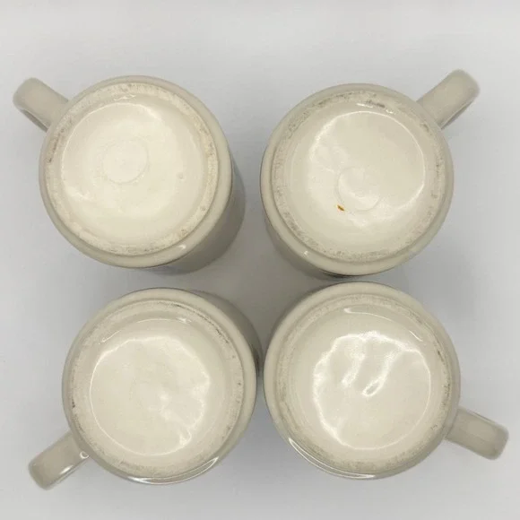 Vintage Morton Salt Girl Coffee Mug Set 4 Historical Logos 1914-1968 Cream Blue - Picture 8 of 8